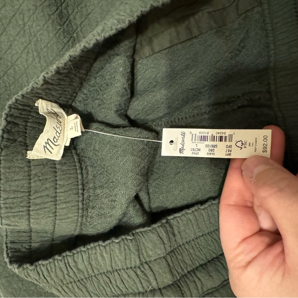 NWT - Madewell Pull On High Rise Tapered Pants in Diamond Jaquard Green - Size L - Picture 8 of 8